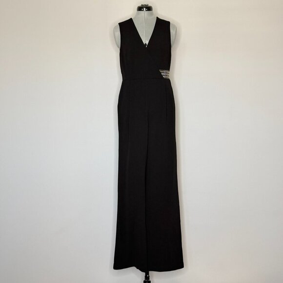 Calvin Klein Pants - Calvin Klein Black Embellished V-Neck Jumpsuit